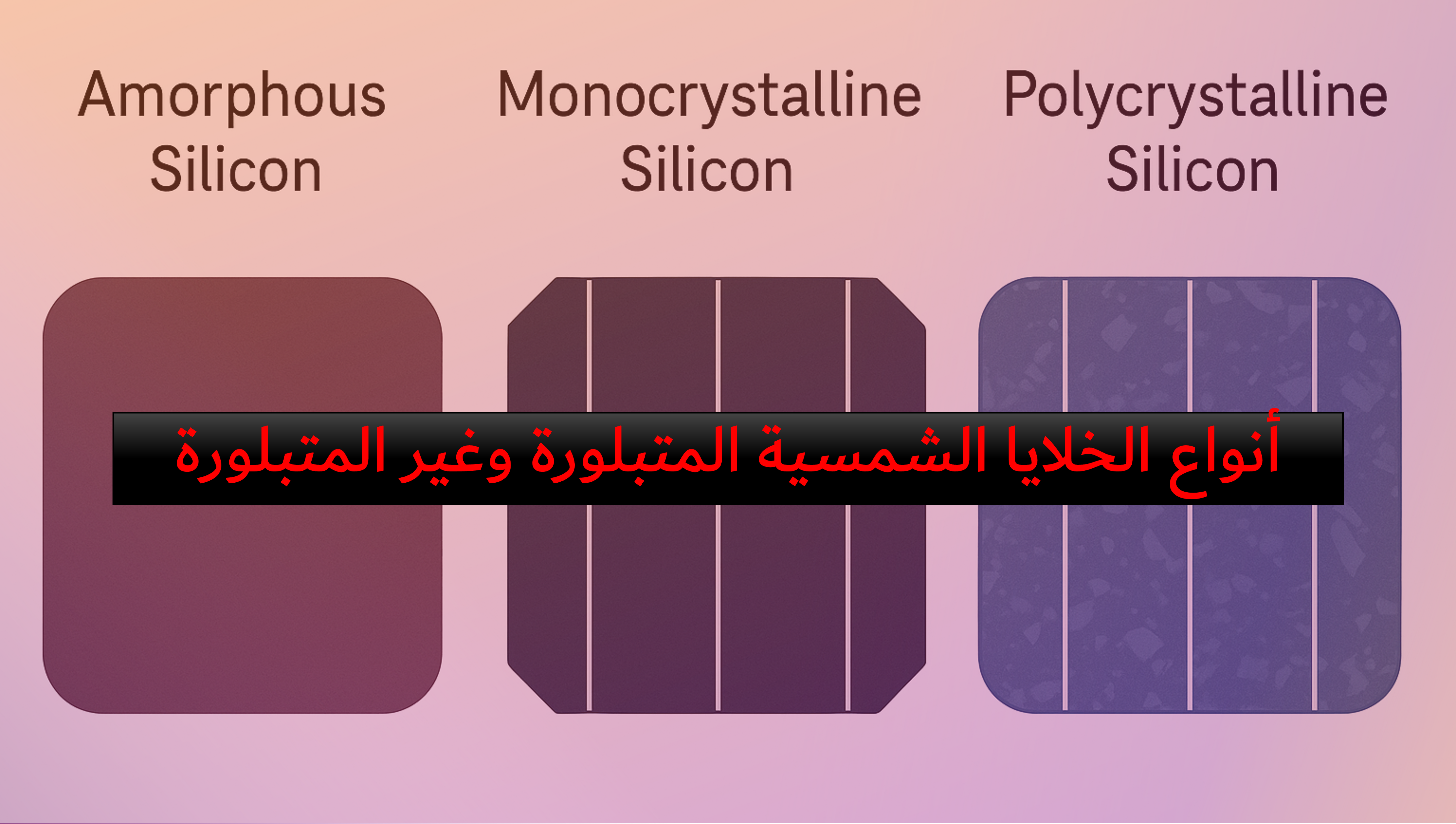 الفرق بين خلايا Amorphous وخلايا Mono وPoly Silicon في أنظمة الطاقة الشمسية